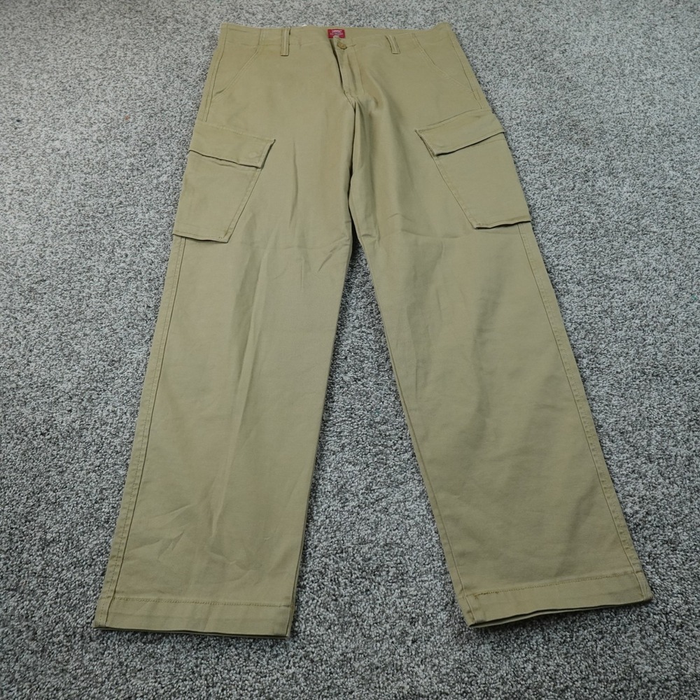 Levis Pants Mens 34X32 Brown Tan Khaki Beige XX Cargo Taper Skate Work Stretch